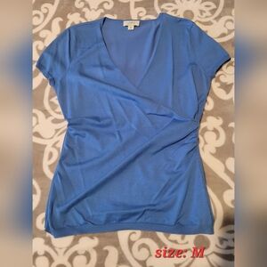Blue V-Neck Wrap Top